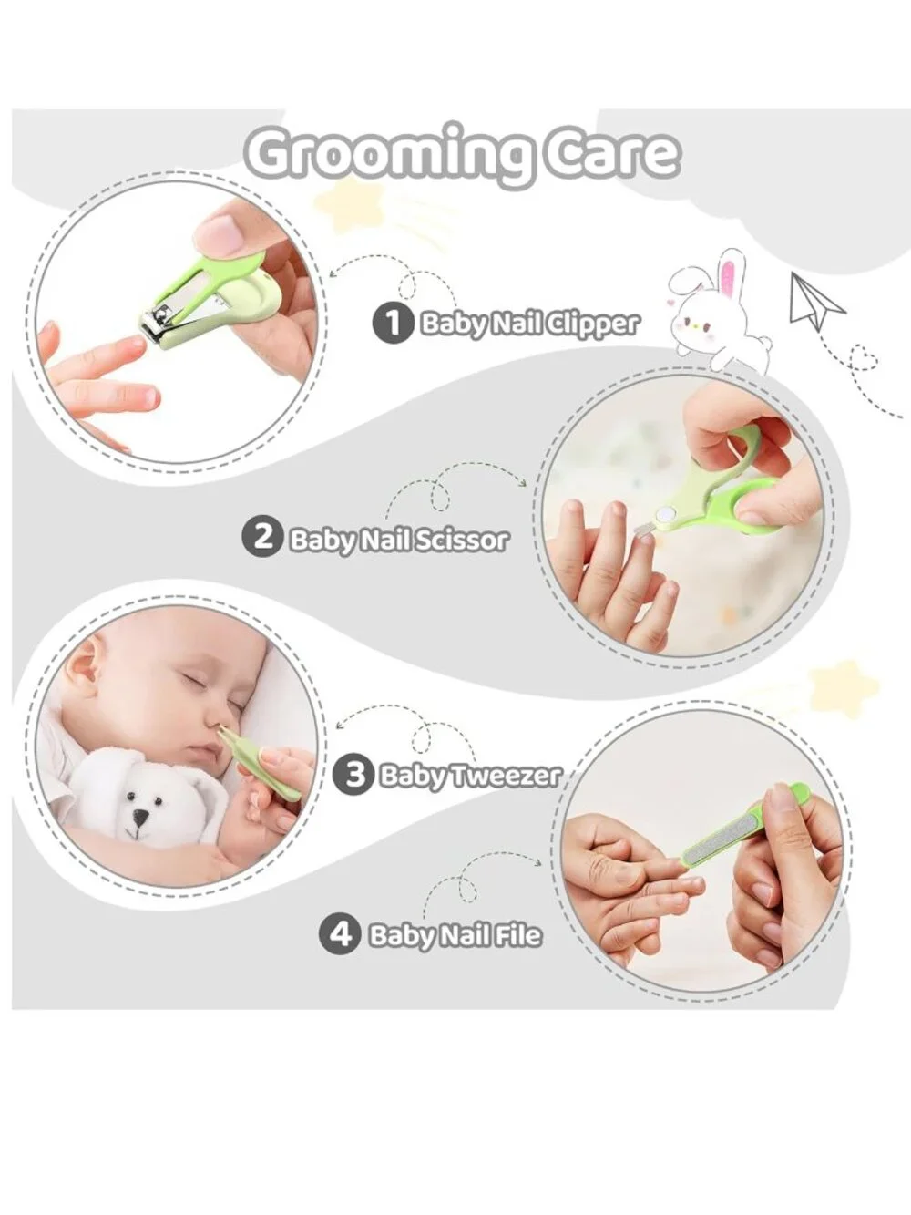 NEW 19 Piece Newborn New Baby Grooming Essentials Kit Bath Brush Bib Nail Needs